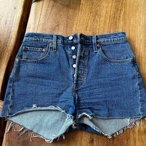 Levi's Blue Denim Button-Up Jean Shorts
